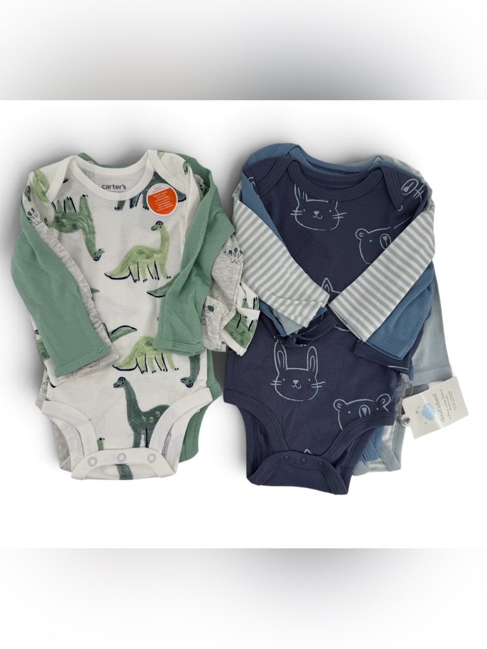 Carter's Long-Sleeve Dino Bodysuit 3 pack (3m) and Cloud Island 4 pack (3-6m)